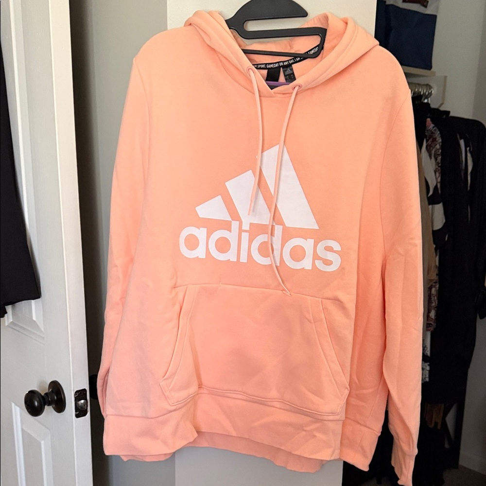 adidas Peach Pullover Hoodie with White Logo